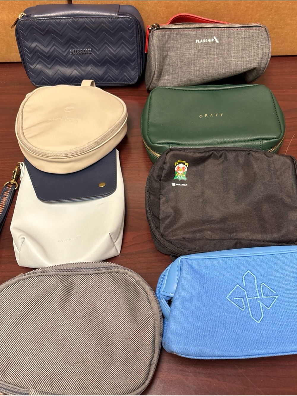 Airlines Travel Amenity Kit Toiletry Bags United Ettinger Bvlgari Delta Lot Of 8